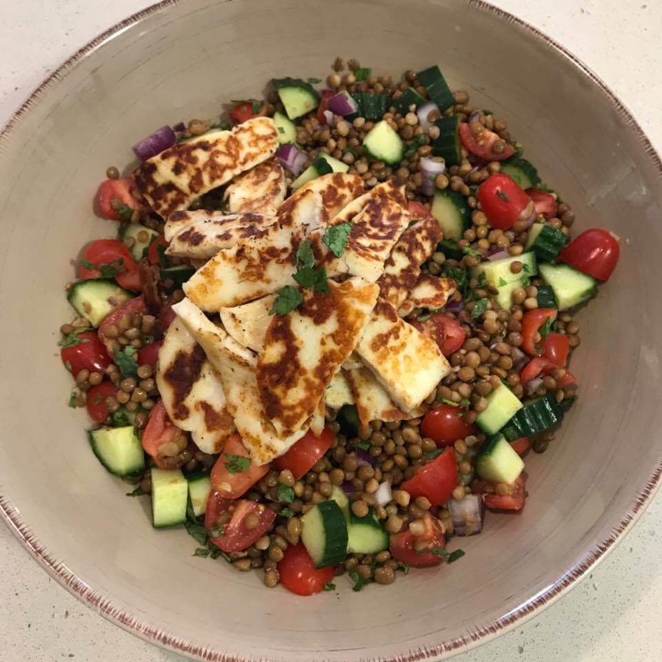 haloumi and lentil salad