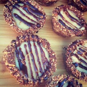 Healthy coconut caramel chocolate tarts