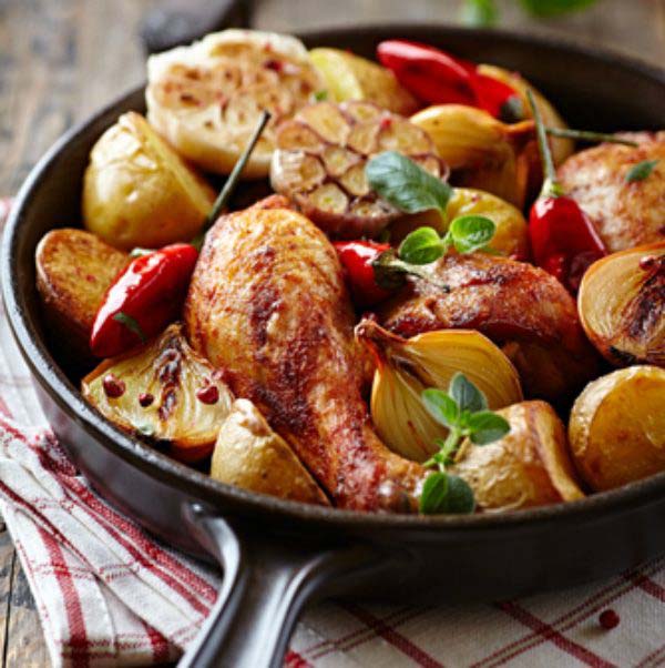 One Pan Lemon Chicken and Roast Vegetables