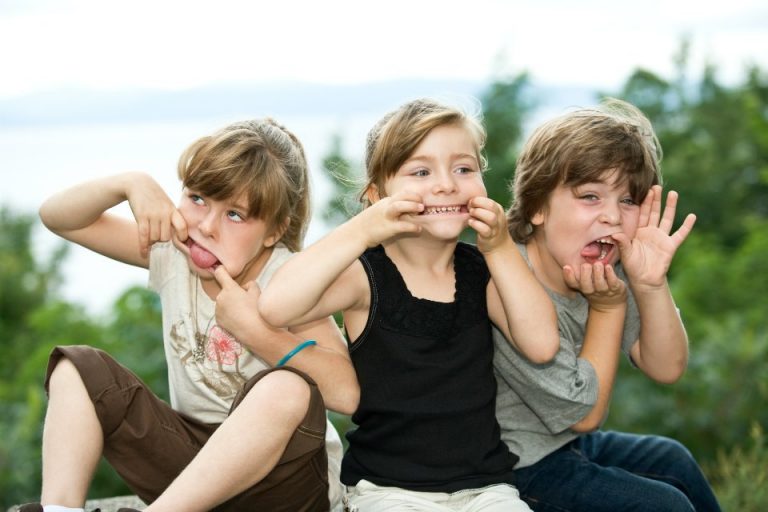 three kids messing around