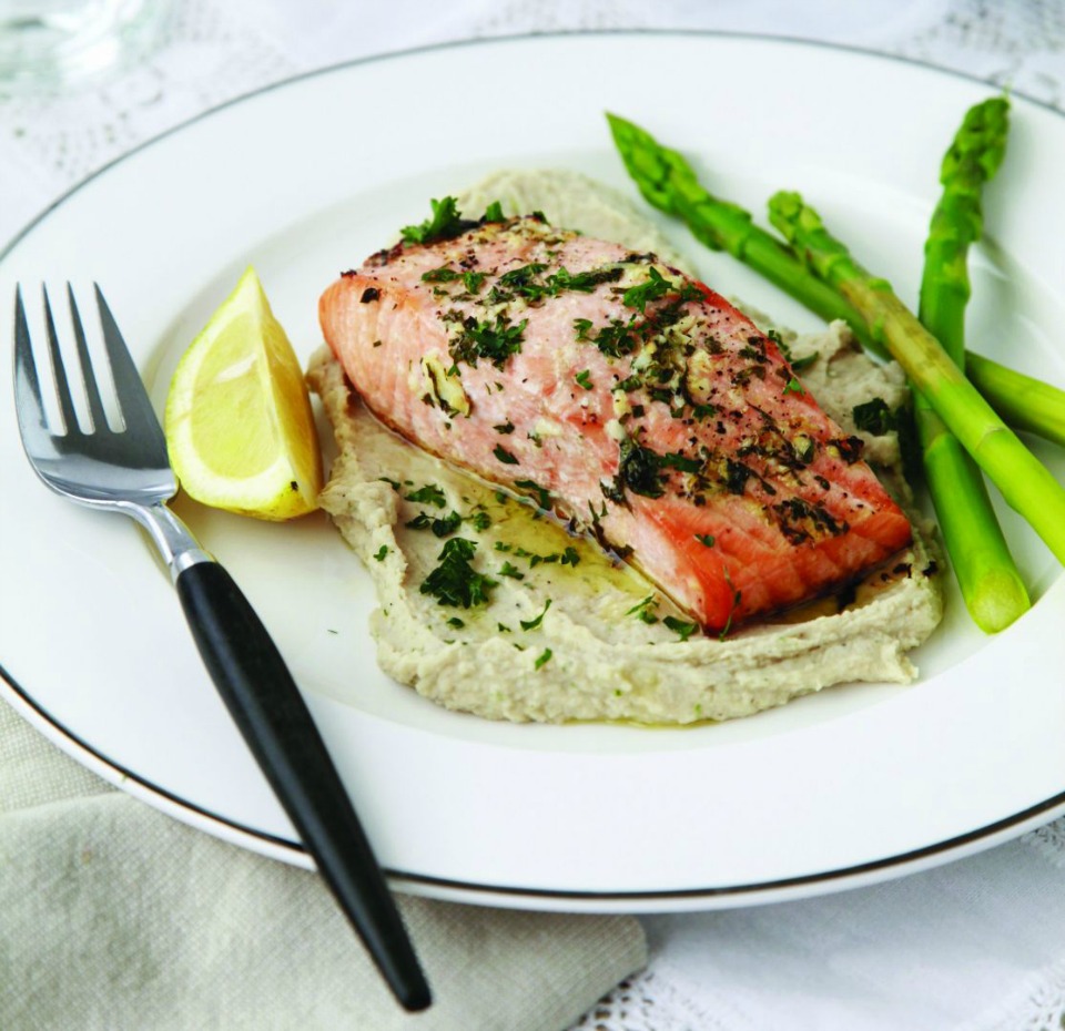 Baked Salmon White Bean Puree