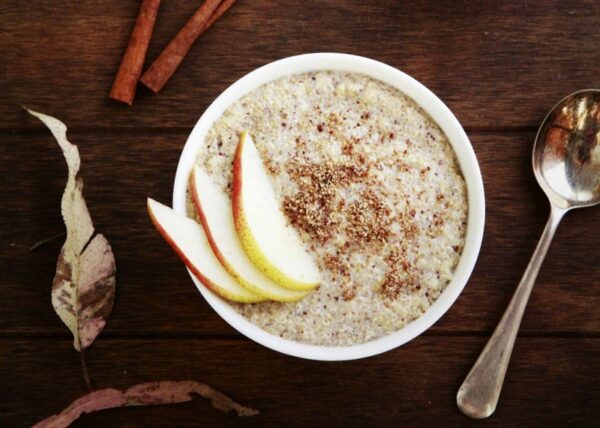 Warming Slow Cooked Quinoa Porridge With Apple And Cinnamon