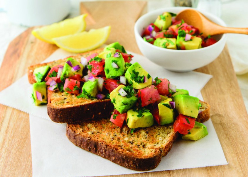 avocado and tomato brushetta