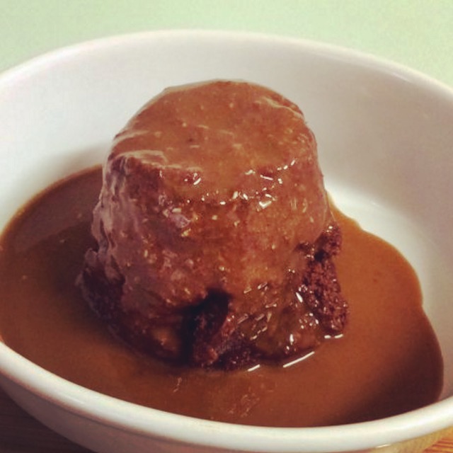 Healthy Chocolate Mug Cake With Warm Caramel Sauce