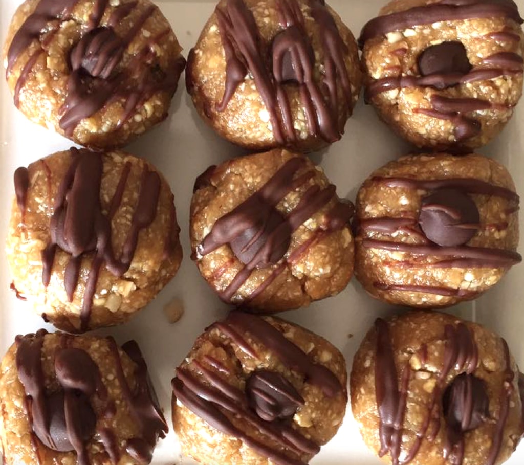 choc dipped peanut bliss balls