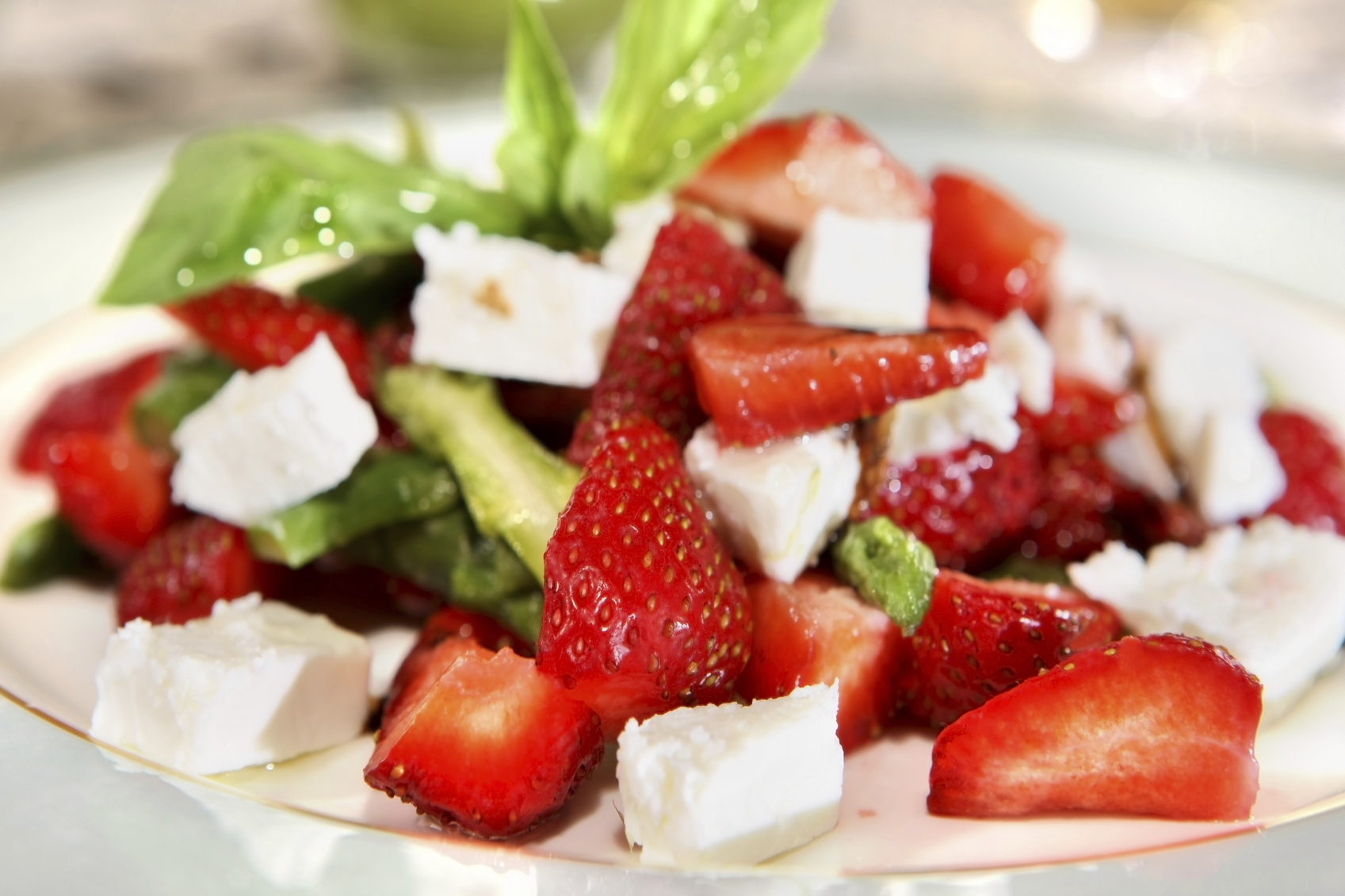 Fresh strawberriess and feta salad