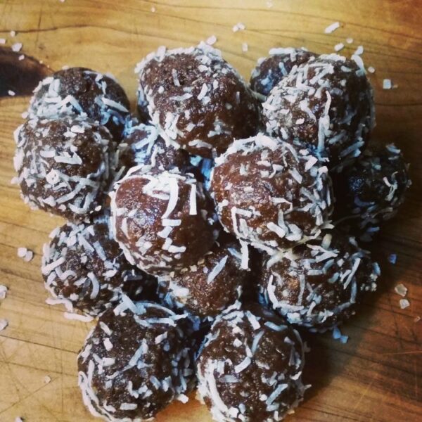 Healthy Chocolate Coconut Salted Bliss Balls