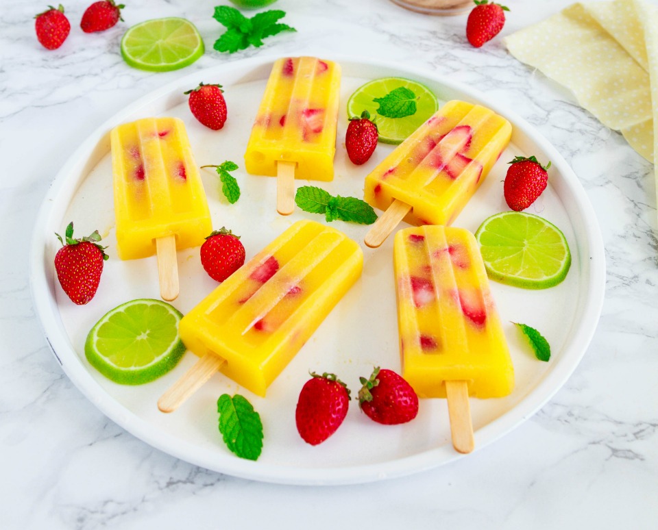 Mango and Strawberry Icy Poles