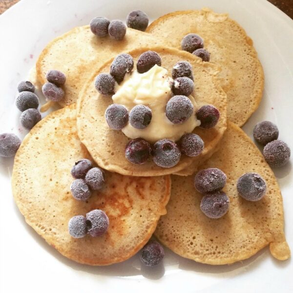 Cinnamon Pancakes With Honey Cream Cheese Topping