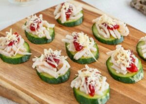 Cucumber christmas canape