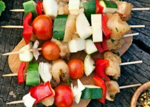 fish and vegetable skewers