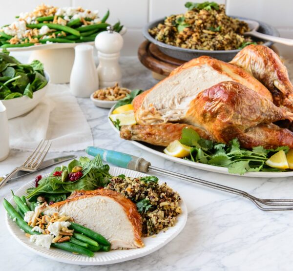 Roast Turkey with Pistachio Stuffing and Cranberry Gravy