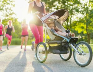 mum jogging with pram