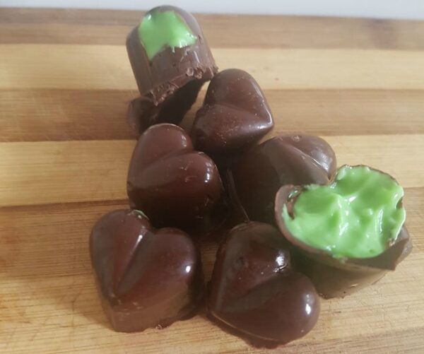 Healthy peppermint chocolate hearts