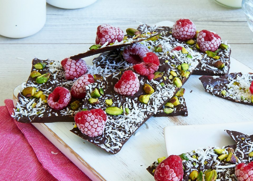 choc raspberry bark