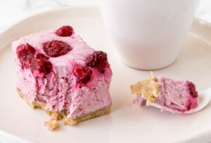 Frozen raspberry cheesecake slice