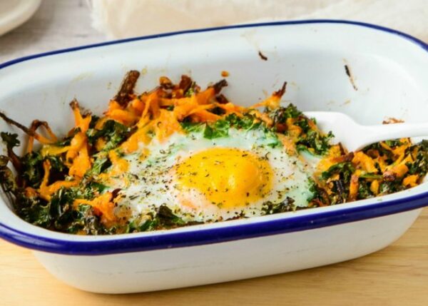 Roast Sweet Potato & Baked Egg Hash