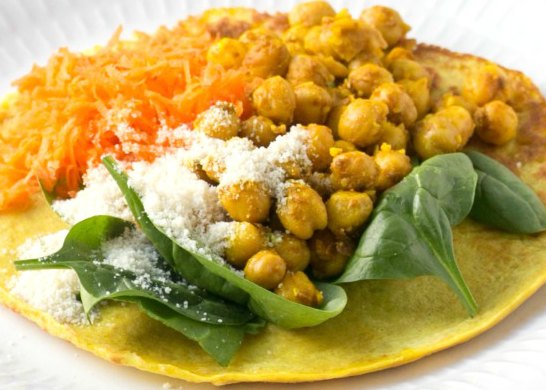 Indian Savoury Pancakes With Chickpea Salad