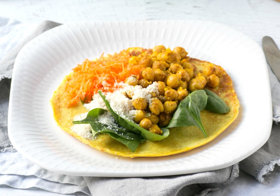 Indian Savoury Pancakes With Chickpea Salad