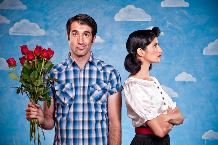 Nerd With Red Roses On A Date