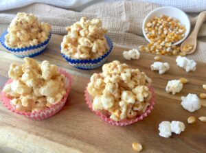 Salted caramel popcorn slices - under 100 calories each