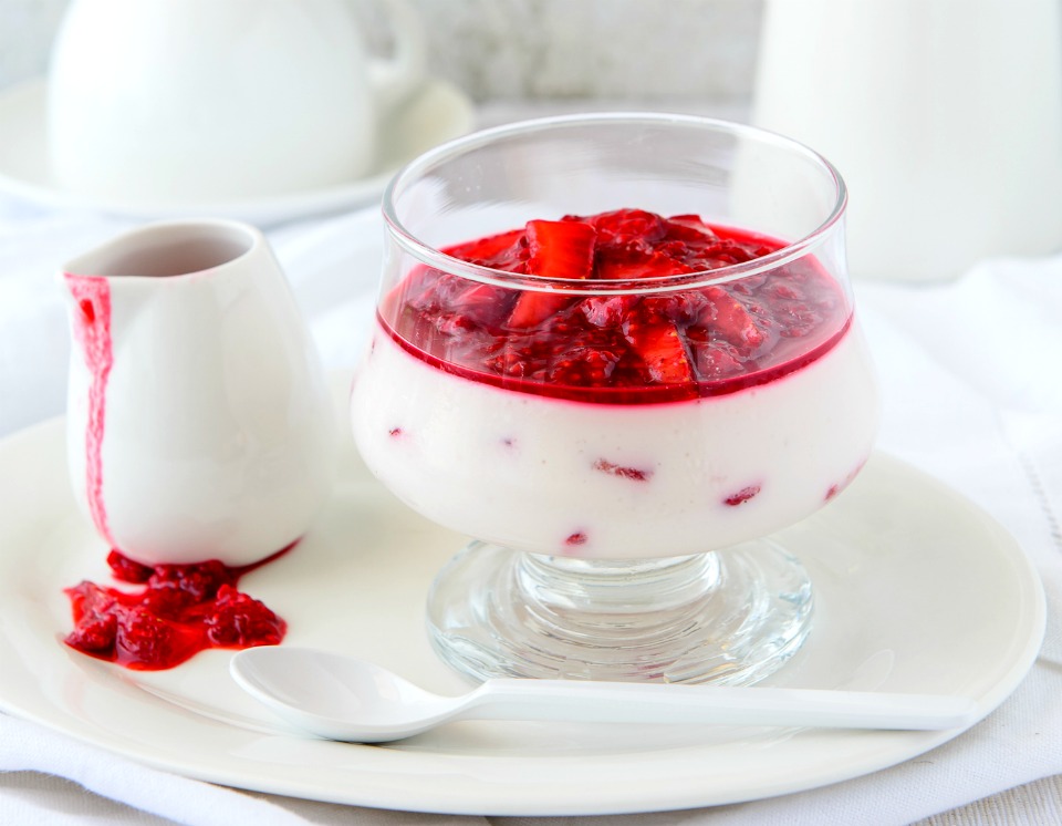 Easy Strawberry Yoghurt Mousse With Berry Coulis