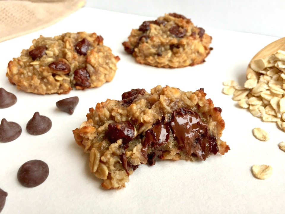 Chewy Banana Choc Chip Cookies