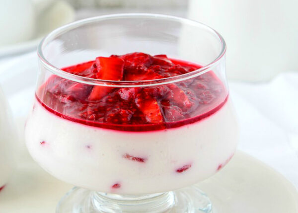 Strawberry Yoghurt Mousse With Berry Coulis