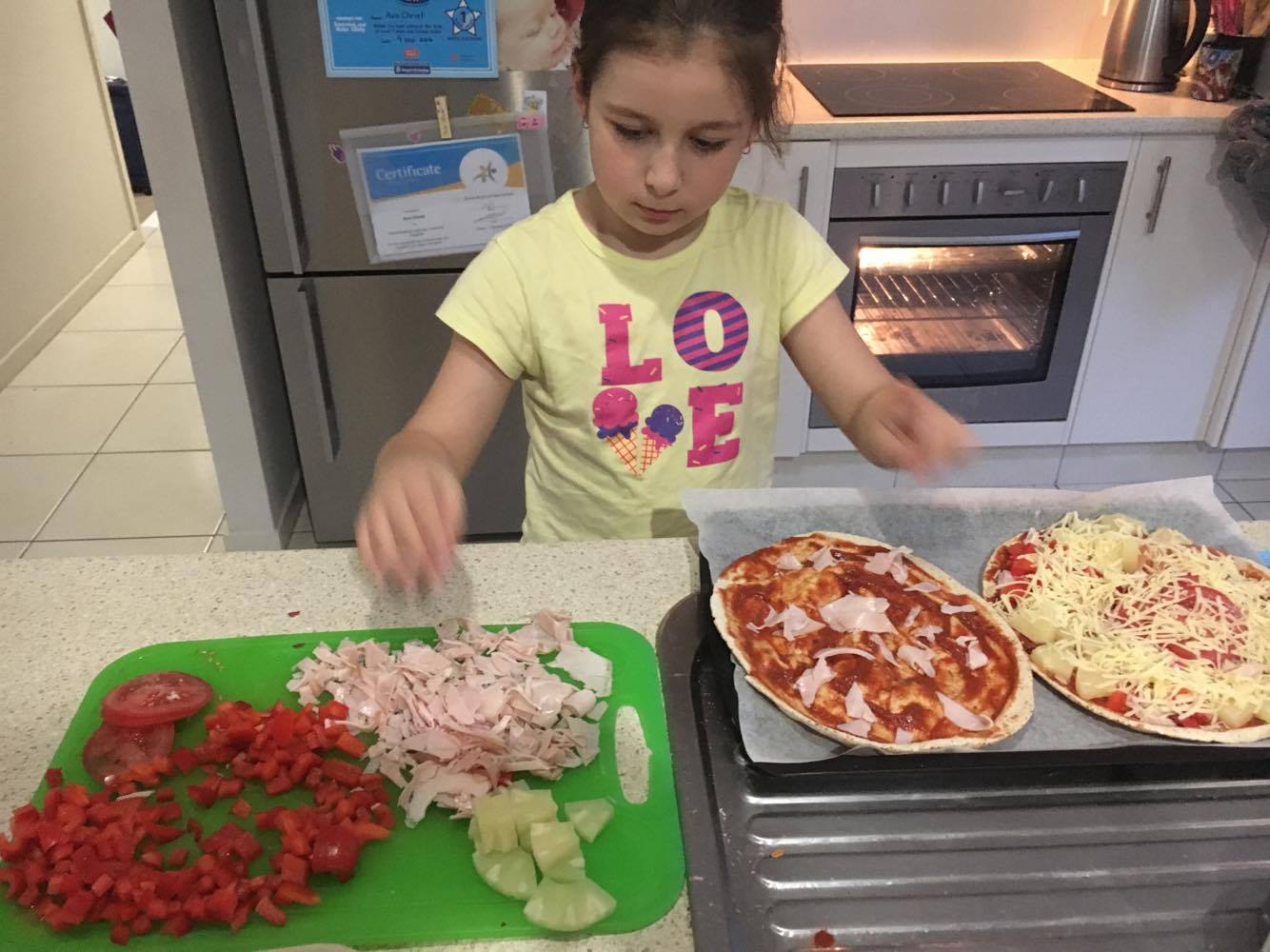 making own pizza