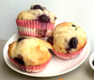 Light and fluffy blueberry and yoghurt muffins