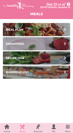 Meal Plan navigation page