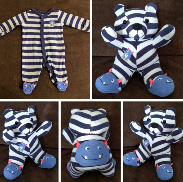 teddy bear out of baby onesie