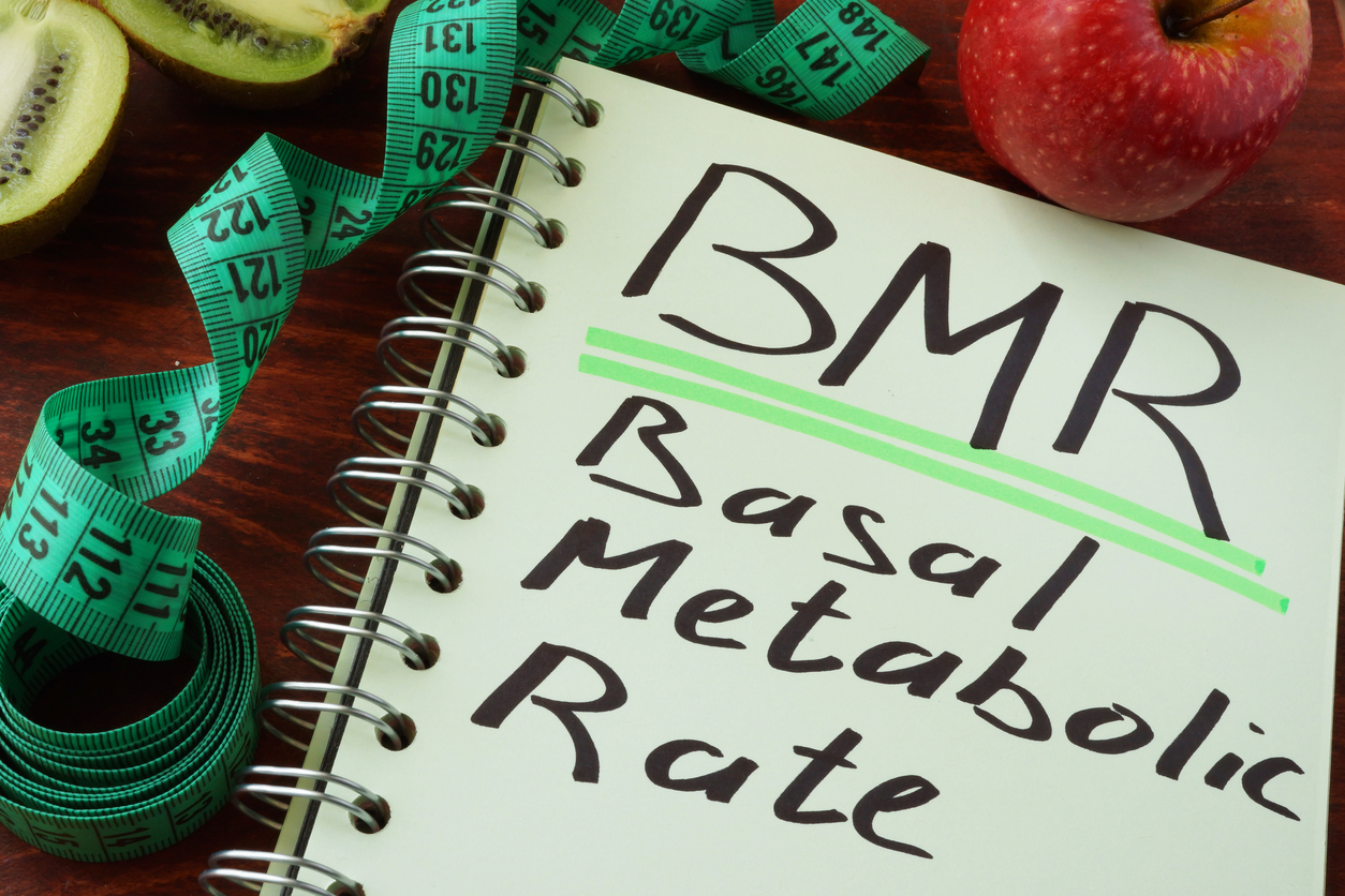 BMR Basal metabolic rate written on a notepad sheet.