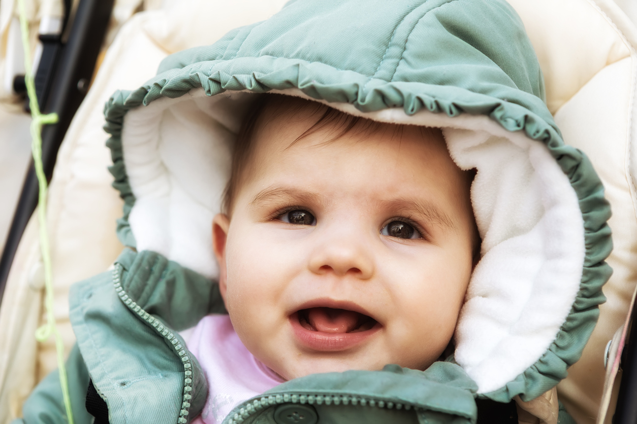 beautiful happy baby girl the winter