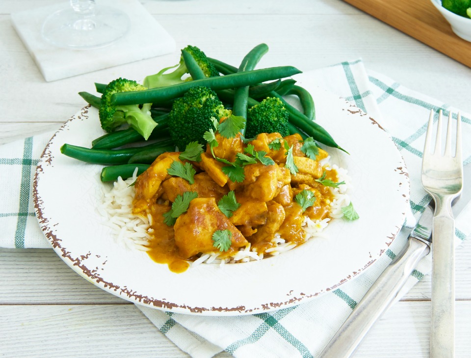 Easy Butter Chicken with Rice and Greens