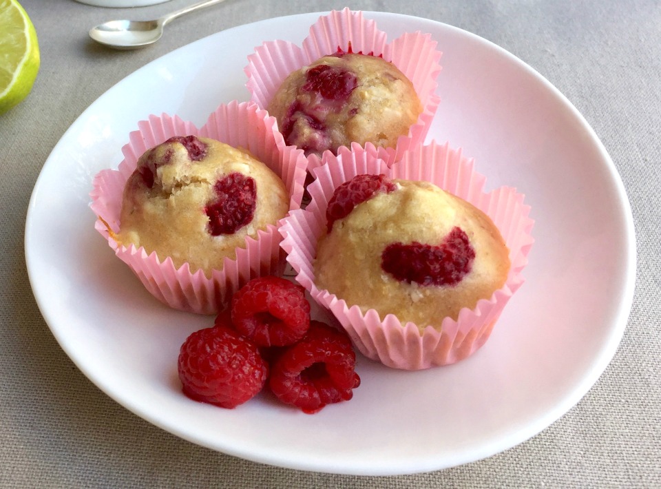 Raspberry, Lime And Coconut Mini Muffins