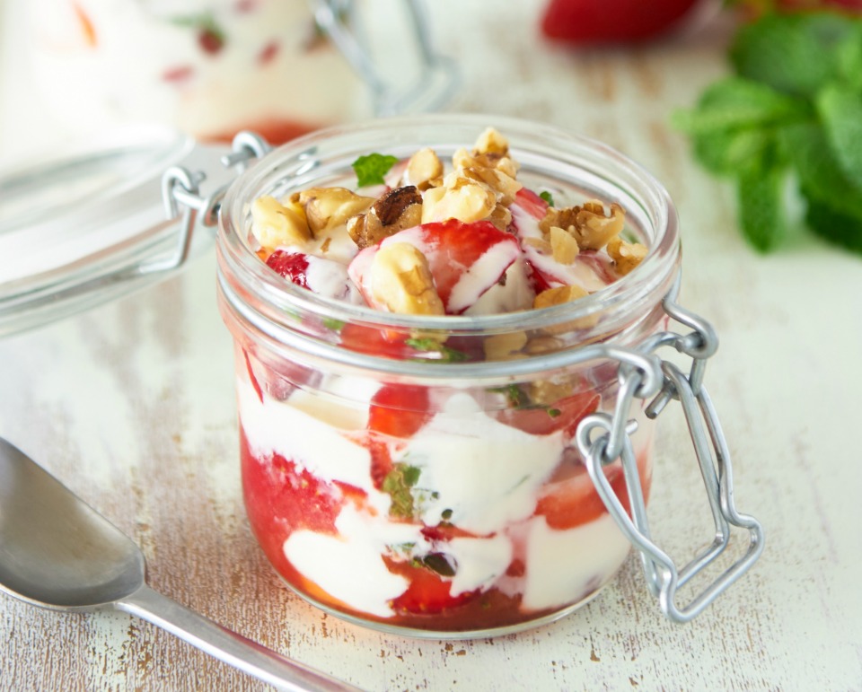 Strawberry Walnut And Yoghurt Breakfast Salad 