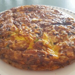 Filling and fuelling zucchini and rice frittata