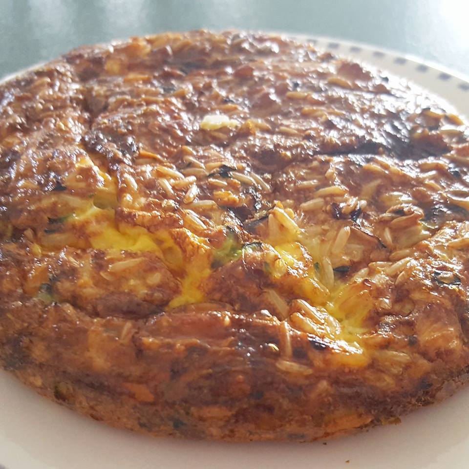 Filling and fuelling zucchini and rice frittata