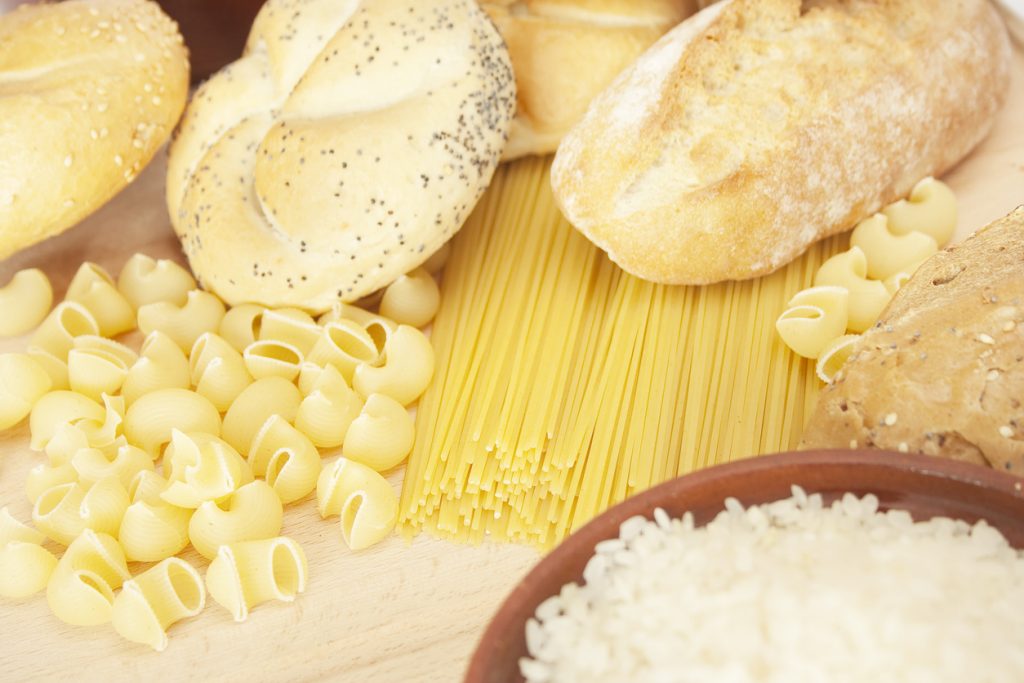 Close-up image of different types of bread and paste products