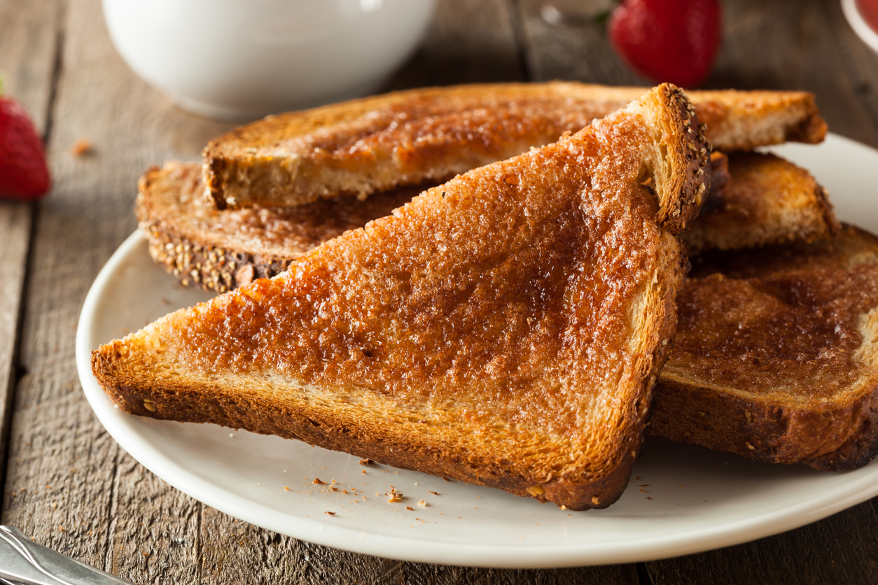 Homemade Sugar and Cinnamon Toast for Breakfast