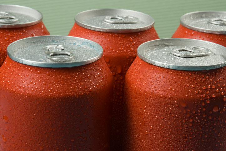 Red cans of soft drink