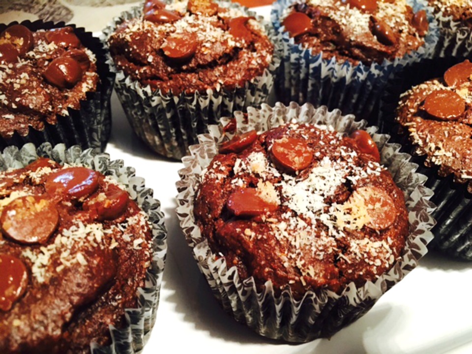 Flourless Zucchini Chocolate Muffins 