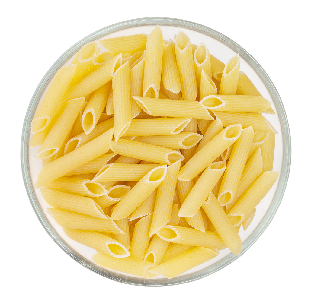 Penne pasta isolated on white background + clipping path