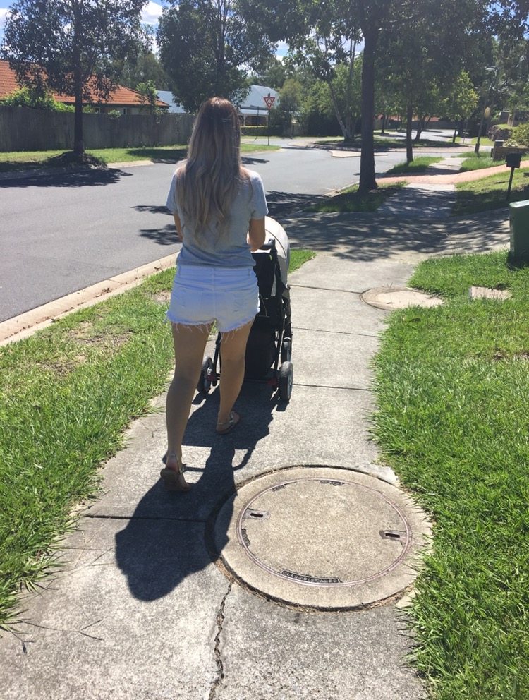 krystel walking with her kids