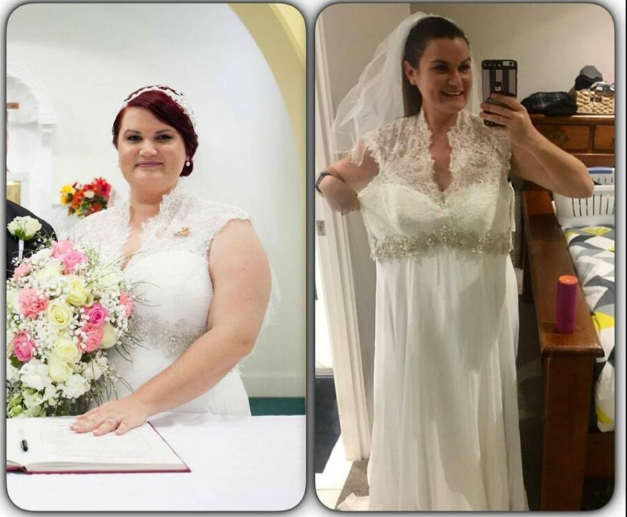 Same wedding dress, but Renée is a totally different woman after losing 47kgs!