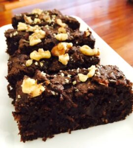 High protein nutty black bean brownies