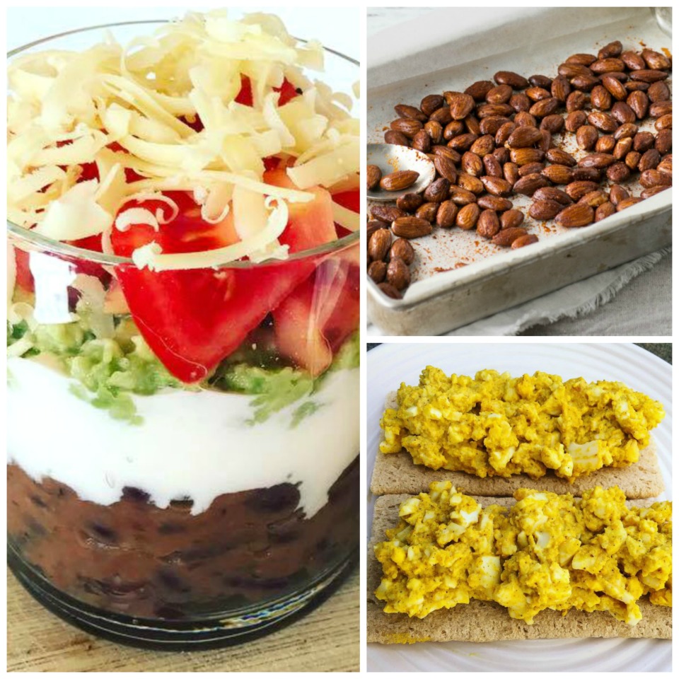 A collage of protein snacks