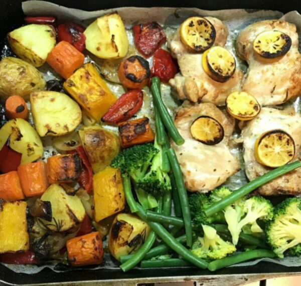 Rosemary and lemon chicken tray bake