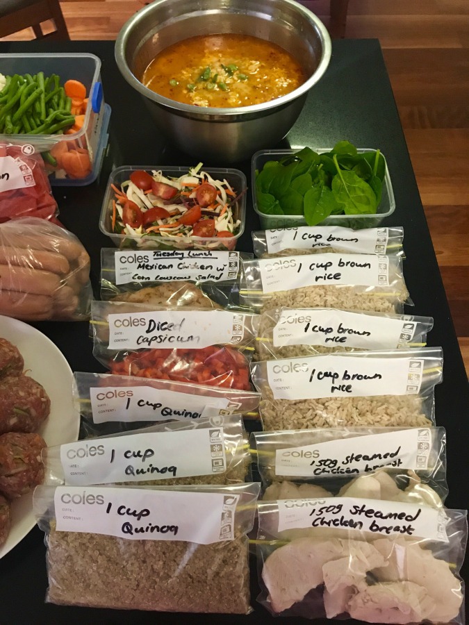 Meal prep in zip-lock bags